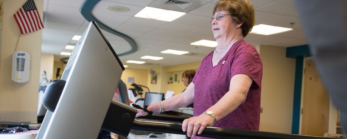 Patient walking on treadmill 