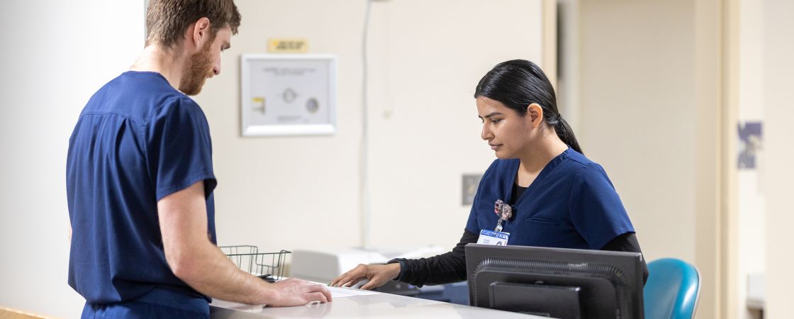 Nurses at reception desk