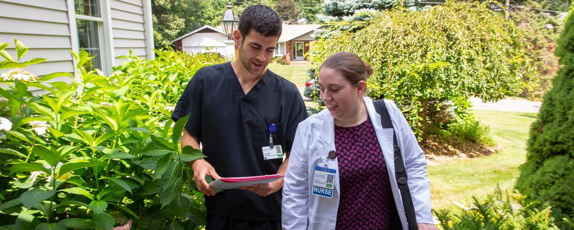 Group of nurses walking outside