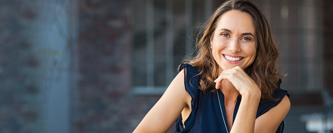 Smiling woman outside