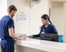 Nurses at reception desk