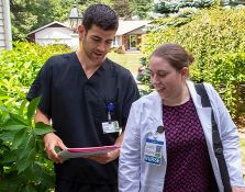 Group of nurses walking outside