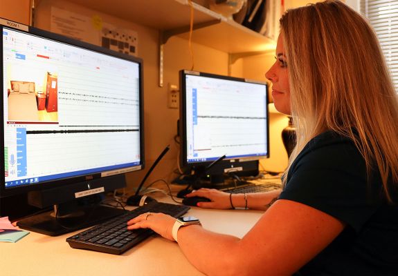 Nurse using computer