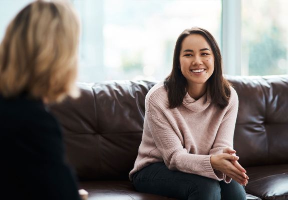 Counselor speaking to patient