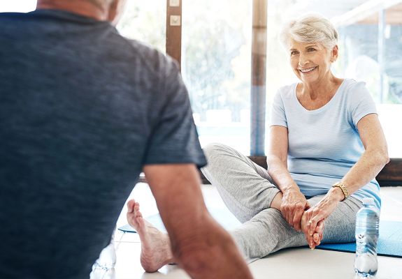 Elderly person stretching