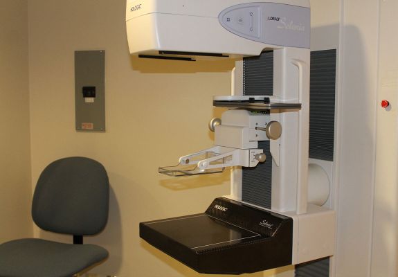 Mammogram machine in exam room